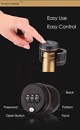 Combination Lock for Wine & Liquor Bottle-Wine Whiskey Bottle Top Stopper - Bottle Password Code Lock - Wine Digital Lock (Plastic)