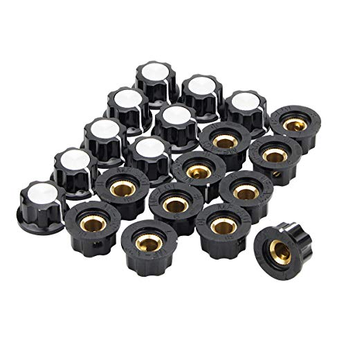 Electrical Buddy 19.5x11.5mm A01 Silver Tone Top Potentiometer Volume Control Rotary Knobs 6mm Shaft Hole 20PCS