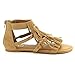 BAMBOO DINO-71S Women's Closed Back Multi Straps Flat Fringe Sandals