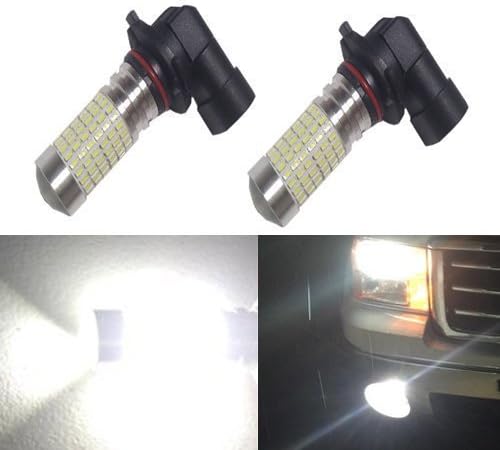 Simlcase 1200 Lumens Extremely Bright 144-EX Chipsets 9006 LED Bulbs with Projector for DRL or Fog Lights Bulbs, Xenon White (Best Value on the market)