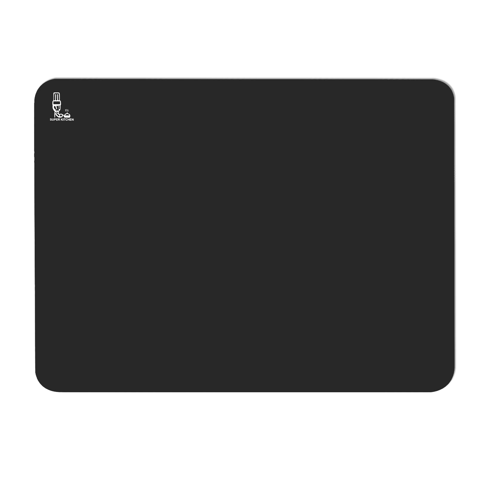 Super Kitchen Non-Stick Silicone Pastry Baking Mat, Table Placemats, Dough Rolling Kneading Mat, Fondant Icing Mat, Art Craft Mat for Epoxy Resin, Heat Resistant Countertop Protector (40×30cm, Black)