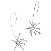 Sterling Silver Drop Earrings for Women Hypoallergenic 925 Silver Minimalism Flower Ladies Hook Dangle Ear Rings for Pierced Ears