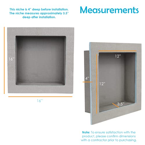 Houseables Shower Niche, Insert Storage Shelf, 12x12 Inch, Installation