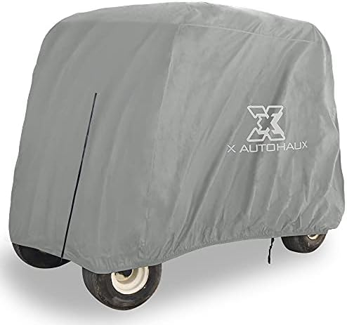 X AUTOHAUX Golf Cart Cover 400D Waterproof Outdoor Golf Cart Protective Cover with Extra PVC Coating Sunproof Dustproof X AUTOHAUX Golf Cart Cover 400D Waterproof Outdoor Golf Cart Protective Cover with Extra PVC Coating Sunproof Dustproof