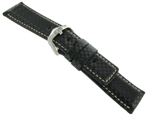 Hirsch 24mm Leather Watch Strap, Color:Black (Model: 025920-50-24)