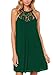 DREAGAL Women's Scoop Neck Loose Fit Floral Lace Mini Dress Dark Green Small