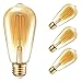 Vintage Edison Dimmable LED Light Bulbs, Palawell 7W (70 Watt Equivalent) Antique Amber Gold Filament Light Bulb, Warm Color 2400K - 30,000 Life Hours - 500 Lumens - ST64 E26 Base - UL Listed (4-Pack)