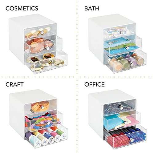 mDesign Plastic 3 Drawer Organizer for Makeup Storage Stackable