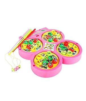 Fish catching Toy for Kids, Electronic Toy, 32 Pcs of Fish, 4 Fishing Rod, 4 Rotary Fishing Pond Includes Music