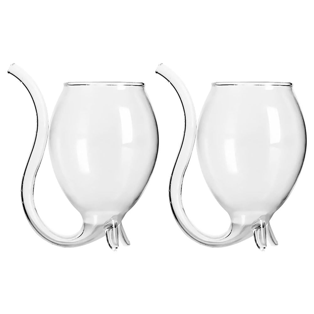 Glass Mugs 2pcs Vampire Wine Cup Red Wine Filter with Drinking Tube Straw Wine Decanter Mugs Cocktail Glasses for Home Bar Party Club 300ml Wine Sipper Wine Sipper Glass