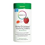 Rainbow Light - Berry D-Licious 2,500 IU Vitamin D3 Gummy - Ultra Potency Vitamin D Supplement Supports Bone and Muscle Strength, Calcium Absorption, and Circulatory Health; Gluten-Free - 60 Count