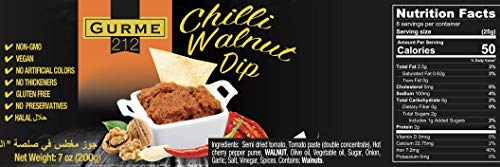 Gurme212 Chilli Walnut Dip Spread or Sauce, Non-GMO, No Additives 7 oz (2-pack)