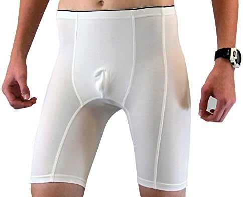 Mens Compression Gym and Exercise Shorts (Large, White)