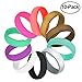 COOLOO 10 Pack Silicone Wedding Ring for Women, Premium Wedding Bands Thin and Stackable Durable Comfortable Rubber Rings, Black White Pink Silver
