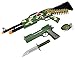Camo Combat Force Army Soldier 4 Piece Children Kid's Pretend Play Battery Powered Toy Gun Playset w/ Gun, Pistol, Knife, Grenade