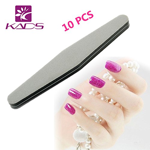 KADS Nail Files 10pcs Sawing 100/180 Buffer Polish Buffer Nail Art Pedicure Block Manicure Sanding Buffer (Grey)