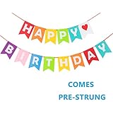 Assembled Rainbow Happy Birthday Banner Felt for Colorful Birthday Decorations