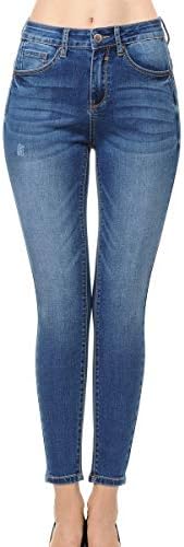 Wax Women's Jeans Butt I Love You Push-Up High Rise Ankle Length Skinny Whiskers 1 Button 26" Inseam