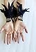 Handmade Gothic Black Feather Wrist Cuffs Victorian Burlesque Fantasy feathers costume Halloween.
