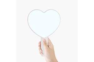 TBWHL Heart-Shaped Travel Handheld Mirror, Cosmetic Hand Mirror with Handle, Cute Hand held Mirror for Shaving Single-Sided Portable Travel Vanity Mirror for Men & Women (White, 1 Pack)