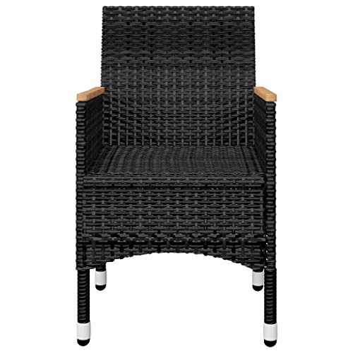 vidaXL Bistroset 3-TLG. Gartenmöbel Balkonset Balkonmöbel Sitzgruppe Gartenset Gartengarnitur Tisch Stühle Poly Rattan Hartglas Schwarz – Bild 7