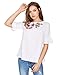 Floerns Women's Flower Embroidery Loose Casual Babydoll Top Blouse