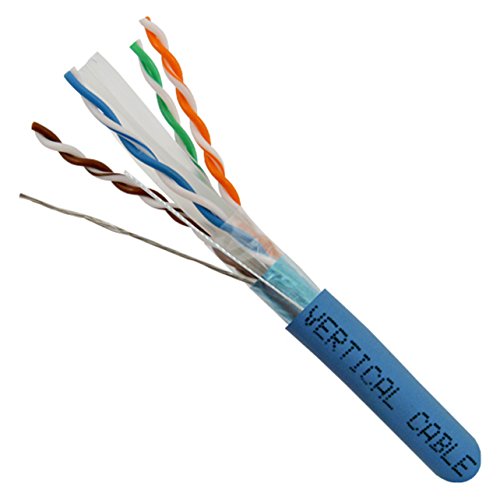 Vertical Cable Cat6, 550 MHz, Shielded, 23AWG, Solid Bare Copper, 1000ft, Blue, Bulk Ethernet Cable