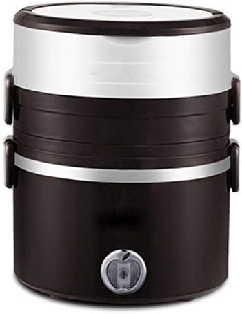 Stainless Steel Liner Three Layers 2L Large Capacity Electric Lunch Box Cooking Lunch Box,Brown-220V