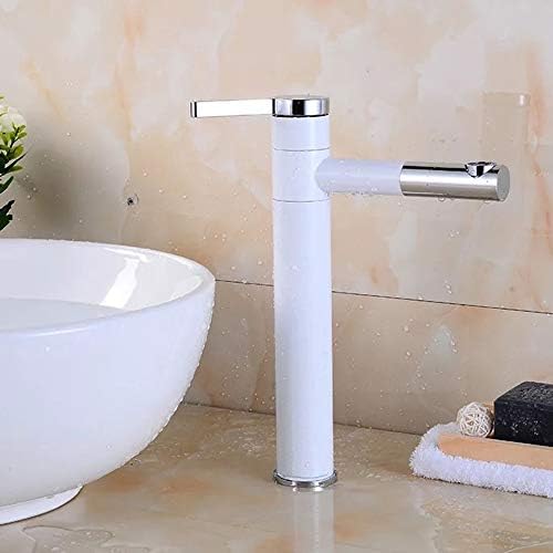 B07vrzp9gs 文房具 オフィス用品 パソコン 周辺機器 スプラッシュ蛇口 なし銅盆地洗面台洗面台シングルコントロールシングルホットとコールド回転ペイント白蛇口 おもちゃ Xinqing 美品 空圧 油圧 配管