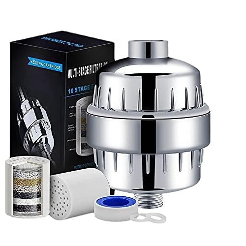LunarFiery Shower Filter 25 Stage Showerhead Hard Water Filter with 2 Replaceable Cartridges Water Softener High Pressure Shower Filter, Removes Chlorine and Fluoride, Polished Chrome Plated