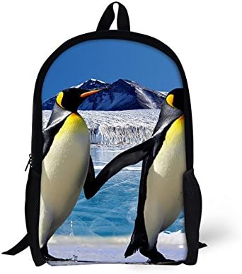 Cool 3D two penguin Children 16-inch School Book Bag Printing Backpacks For Kids,Boys or Girls