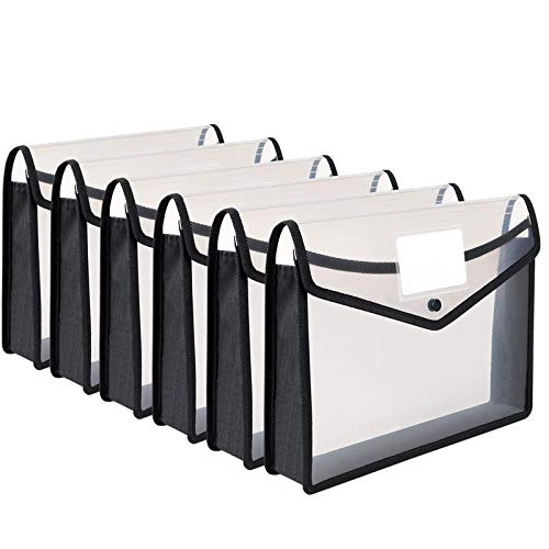 Plastic-File-Folder-Poly-Pockets-Envelope-Expanding-File-Wallet-A4Letter-Size-6-Pack-Large-Document-Folder-with-Button-ClosureWaterproof-Transparent-Premium-Accordion-File-Pouch-for-School-Office