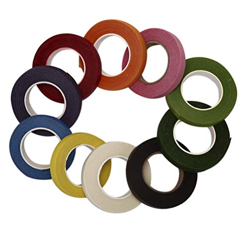 Floral Tape - MeiMeiDa 10 Rolls Flower Adhesives Stem Wrap for Florist Making Beautiful Bouquet Arrangement, Wedding Wreath and Other DIY Crafts, 0.47 Inch x 30 Yard Each Roll, Multicolored - Thumbnail 4