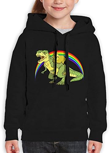 Funny Sloth Riding Dinosaur Youth Pullover Hood Girls Boys Hooded Sweatshirt L Performance Hoodies