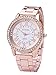 Laimeng, Women's Men's Crystal Rhinestone Stainless Steel Analog Quartz Wrist Watch (Rose gold)