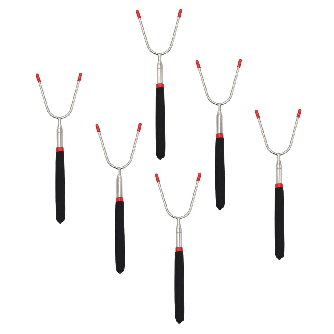 Hsthe Sea BBQ Stainless Steel Forks Extendable Rotating U Shape Hot Dog Roasting Sticks Set with Plastic Handle Fire Pit Camping Barbecue Campfire Accessories