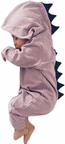 xtsrkbg Baby Boys Girls Cartoon Dinosaur Long Sleeves Romper Bodysuir Jumpsuit Pink 12-18M