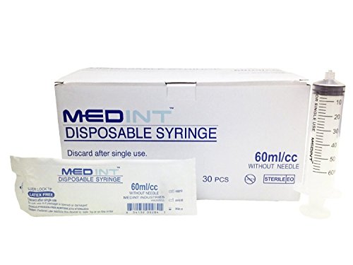 Syringes Without Needle Luer Lock Disposable Injector Plastic Hypodermic Syringe 100 Pcs Box MEDINT (60ml/60cc)