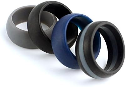 ELSKA Silicone Wedding Rings for Men 4Pack & 7Pack of Mixed Designs Beveled Thin Cool Premium Best Rubber Bands