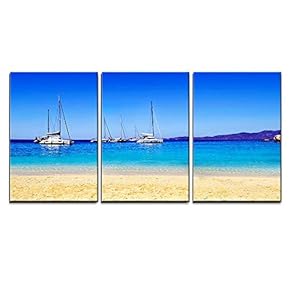 Sailboats in Zante Island Greece x3 Panels