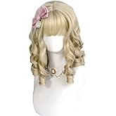 TO KU TOO YUO Pearl Women Beige Gold Lolita Vintage Roman Roll Wig Nature Sweet Cute Periwig Synthetic Fiber Curls Hair Anime Cosplay Princess