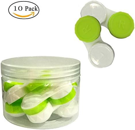Qishi 10pcs Simply Contact Lens Cases Storage Soaking Cases L + R Marked