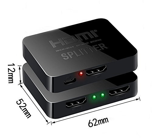 HDMI Splitter 1 x 2, Adwox 1 Input to 2 Outputs HDMI Amplifier Switcher Box Hub Support 4KX2K 3D 2160p 1080p for HDTV/Blu-Ray player/DVD/DVR/Xbox, with a 0.8M Micro USB Cable