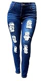 SL 1826 WOMENS PLUS SIZE Stretch Distressed Ripped BLUE SKINNY DENIM JEANS PANTS