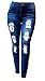 Jack David Womens Plus Size Stretch Distressed Ripped Blue Skinny Denim Jeans Pants (22, JD N605 Blue)