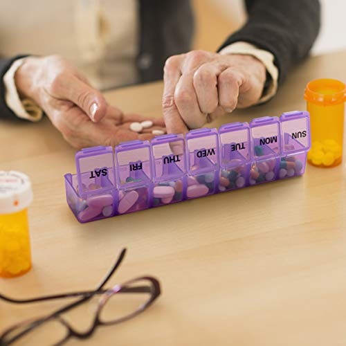 Extra Large Weekly Pill Organizer, Sukuos XL Daily Pill Cases for Pills/Vitamin/Fish Oil/Supplements (Purple) - Thumbnail 6