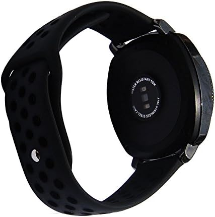 20mm Silicone Watch Band Rubber Sport Strap for Samsung Gear Sport/Galaxy 42mm/Garmin Vivoactive 3/TicWatch E(Black-Black)