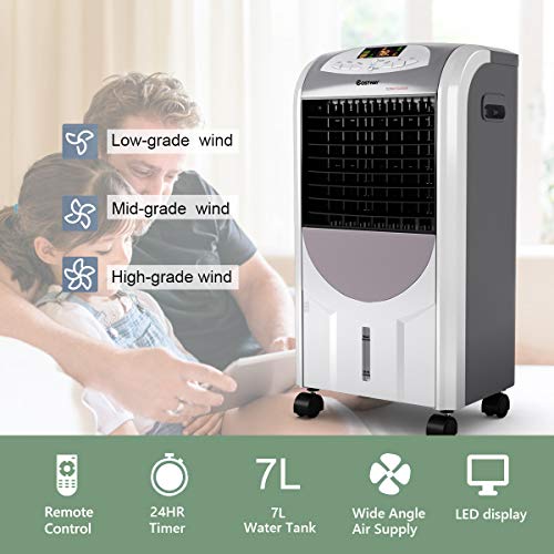COSTWAY Air Cooler and Heater, Compact Portable cooler with Fan Filter