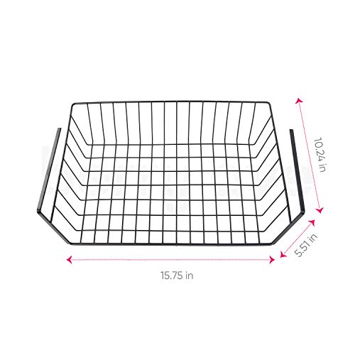 Berry Ave Multipurpose Metal Wire Storage Basket (Black) – Counter Fruit Stand – Mail Organizer – Kitchen Produce Holder – Strong, Heavy-Duty Rack – Well-Balanced Frame