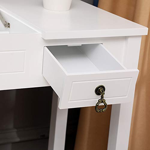 Vanity Set with Flip Top Mirror & Cushioned Stool Dressing Table Vanity Makeup Table 6 Drawers 2 Dividers Movable Organizers - Easy Assembly 35.4''L x 15.8''W x 29.5''H - Thumbnail 5